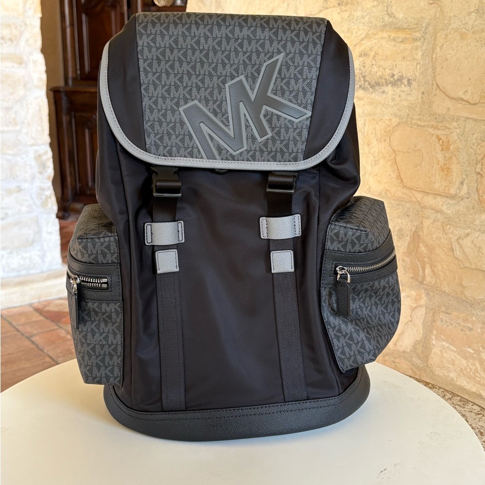 Michael Kors Black and Gray Logo Backpack